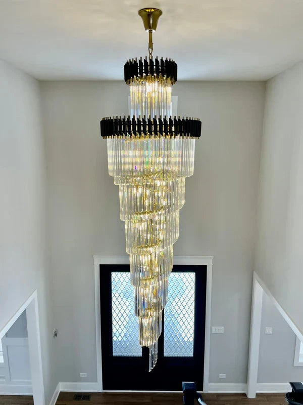 Classic Large Multi-layered Spiral Crystal Chandelier for Foyer/ Staircase