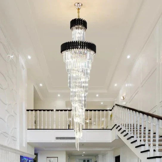 Classic Large Multi-layered Spiral Crystal Chandelier for Foyer/ Staircase