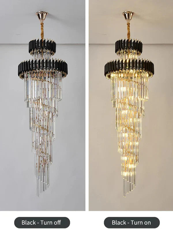 Classic Large Multi-layered Spiral Crystal Chandelier for Foyer/ Staircase