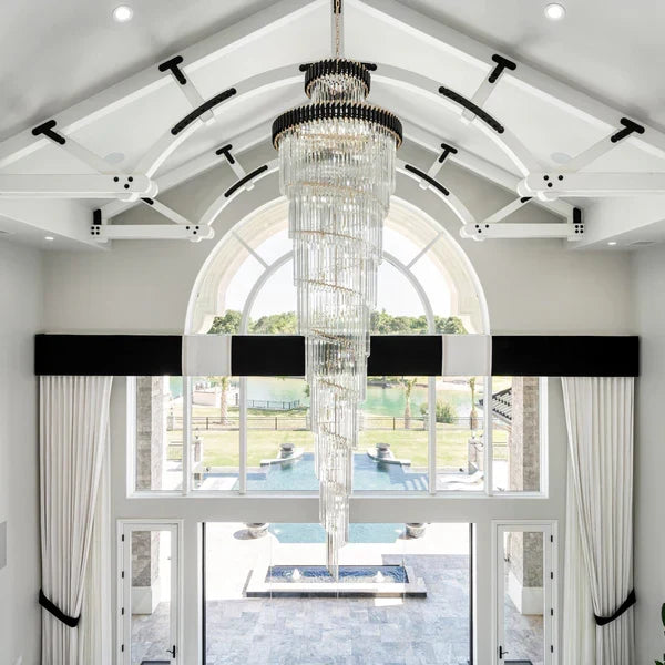 Classic Large Multi-layered Spiral Crystal Chandelier for Foyer/ Staircase