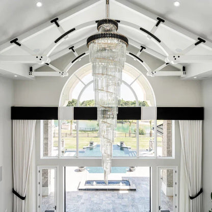 Classic Large Multi-layered Spiral Crystal Chandelier for Foyer/ Staircase