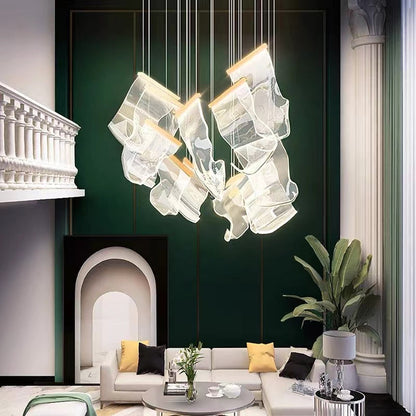 Extra Large Modern Paper Chandelier For Staircase / Foyer Villa Hall Ceiling