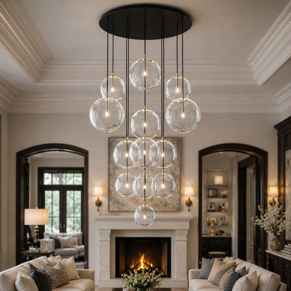 Glass Globe Cluster Chandelier