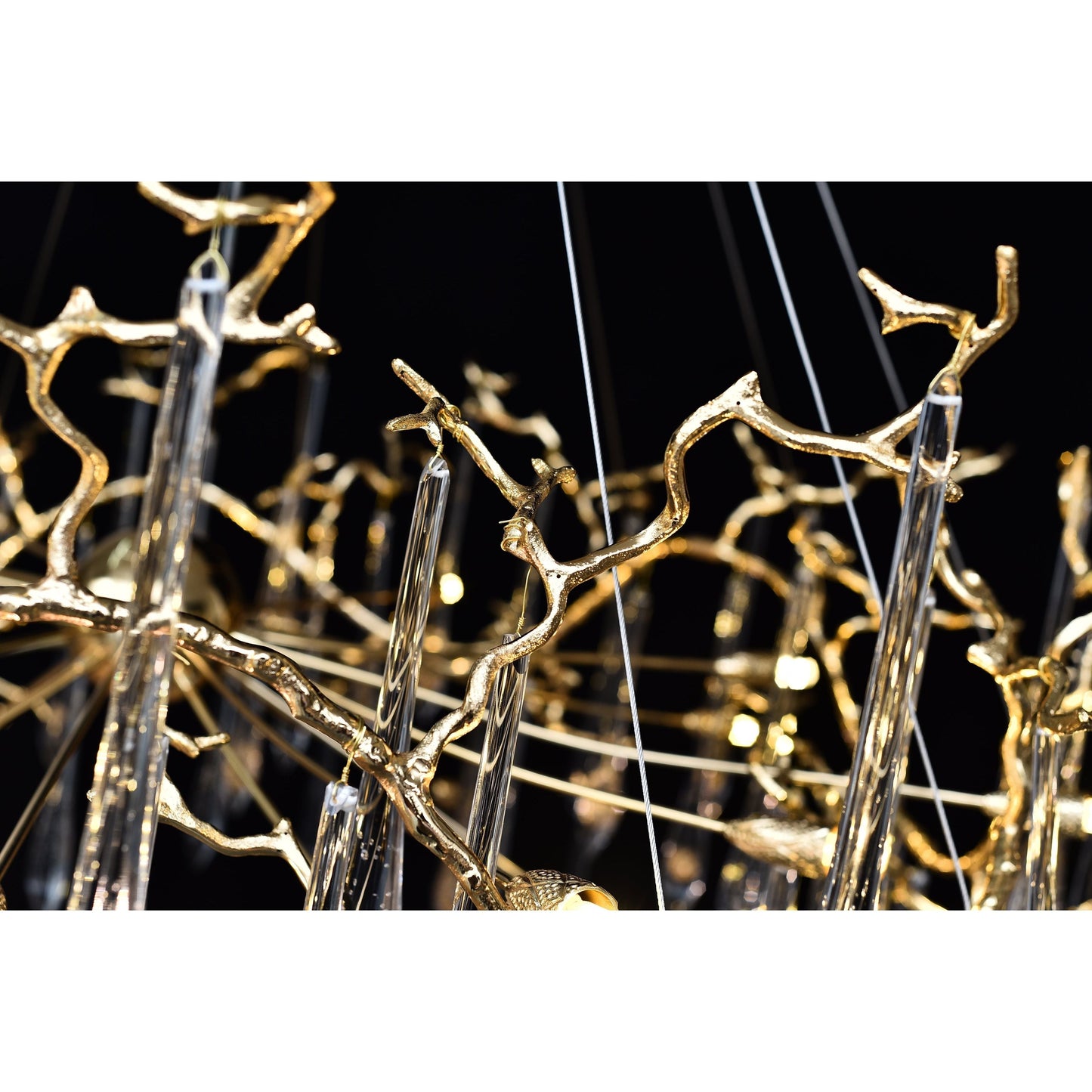 Dawn Teardrop Branch Brass Round Chandelier