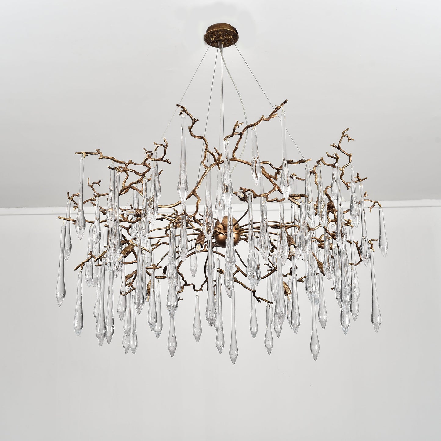 Dawn Teardrop Branch Brass Round Chandelier