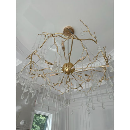 Dawn Teardrop Branch Brass Round Chandelier