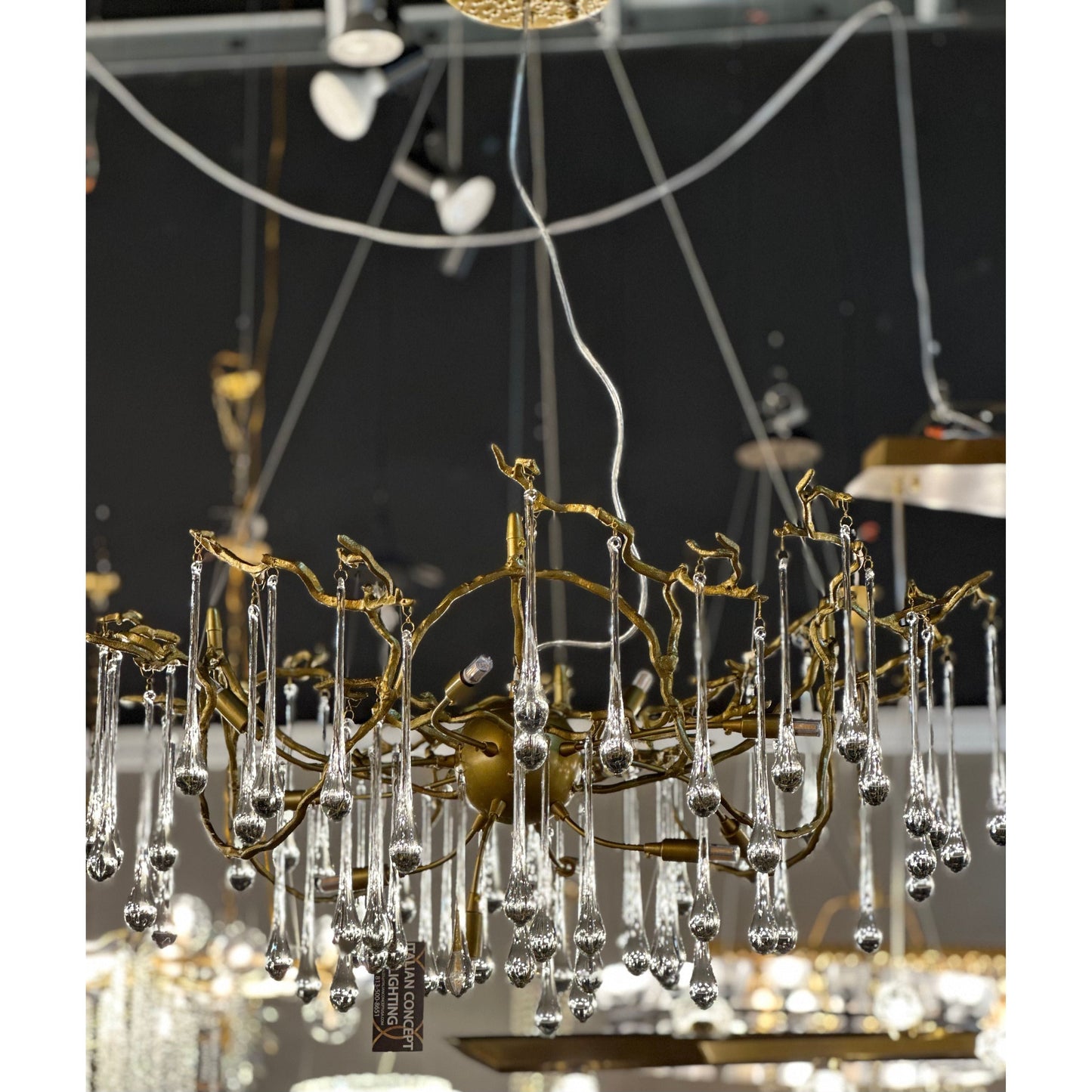 Dawn Teardrop Branch Brass Round Chandelier