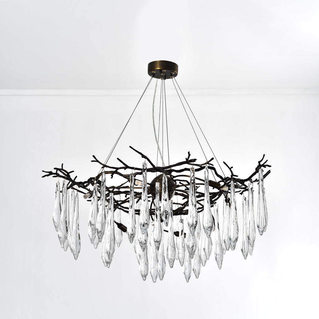 Dawn Teardrop Branch Brass Round Chandelier