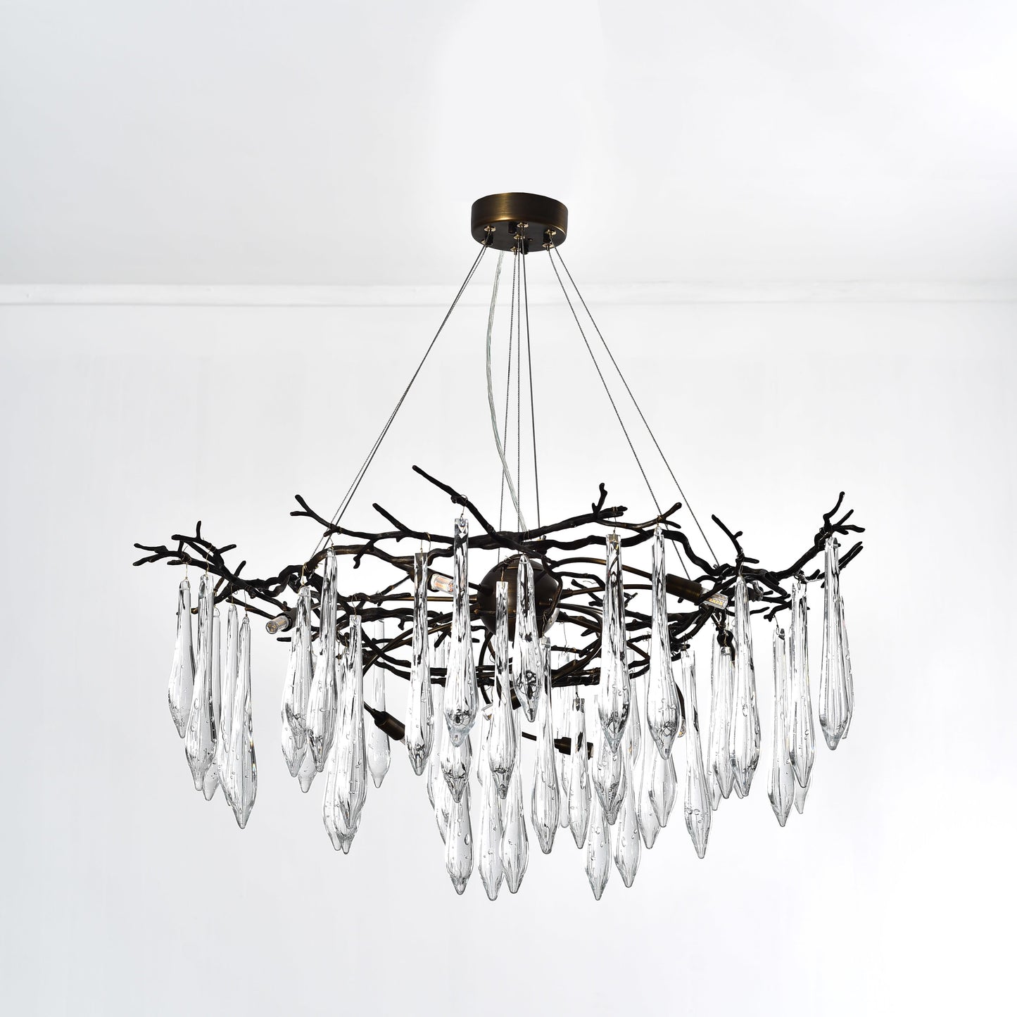 Dawn Teardrop Branch Brass Round Chandelier