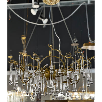 Dawn Teardrop Branch Brass Round Chandelier