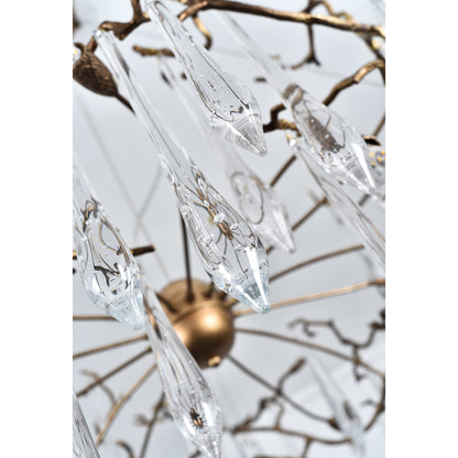 Dawn Teardrop Branch Brass Round Chandelier