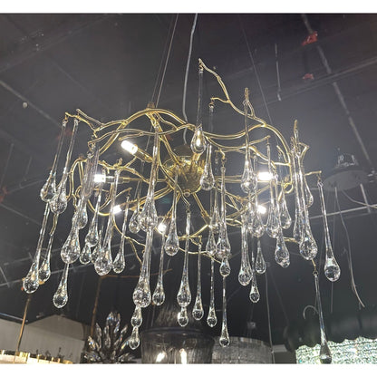 Dawn Teardrop Branch Brass Round Chandelier
