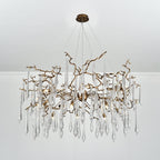 Dawn Teardrop Branch Brass Round Chandelier