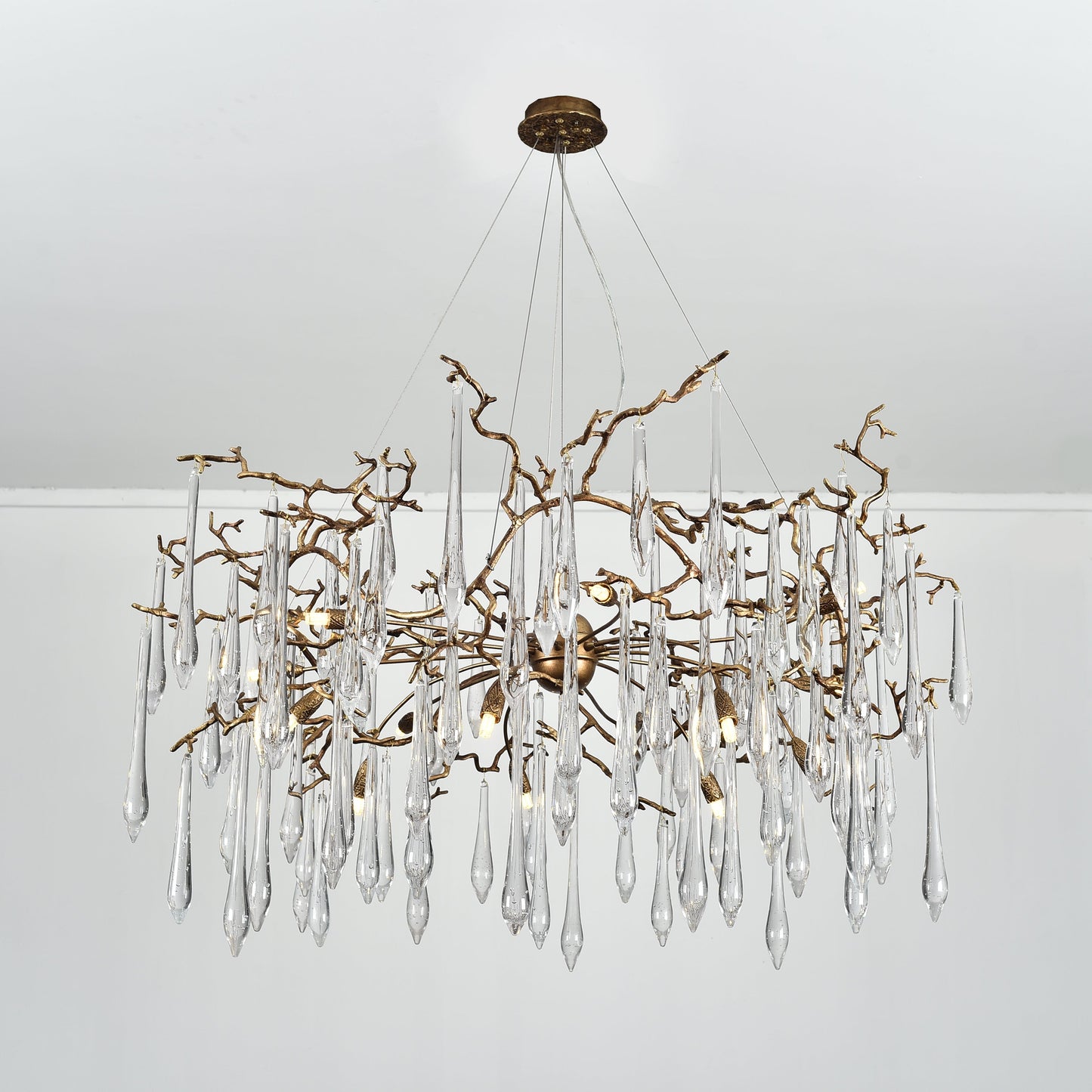 Dawn Teardrop Branch Brass Round Chandelier