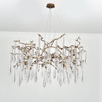 Dawn Teardrop Branch Brass Round Chandelier