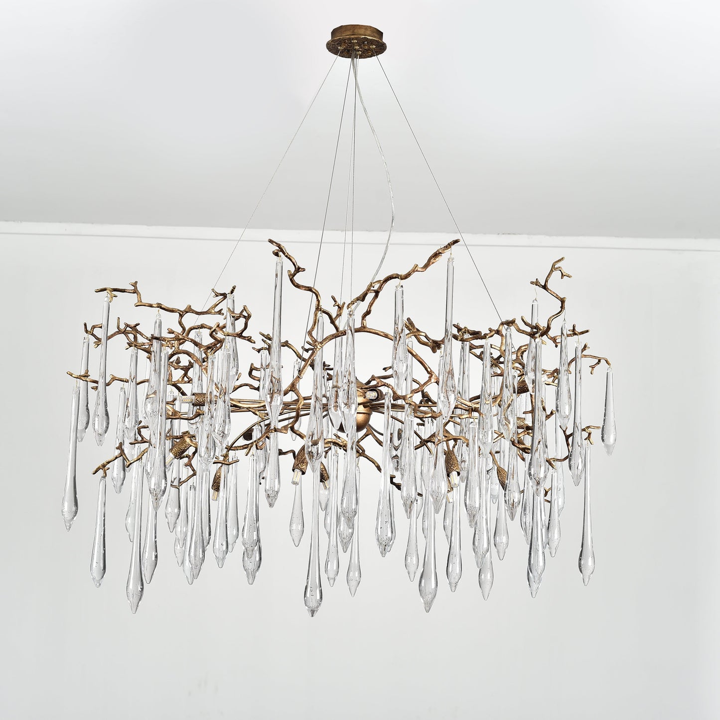 Dawn Teardrop Branch Brass Round Chandelier