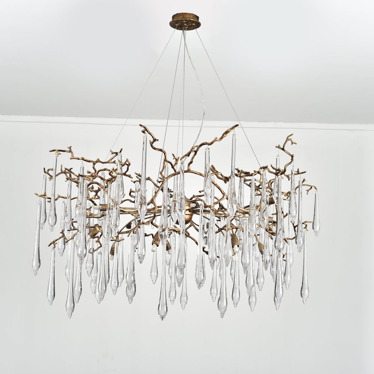Dawn Teardrop Branch Brass Round Chandelier