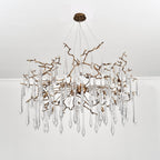 Dawn Teardrop Branch Brass Round Chandelier