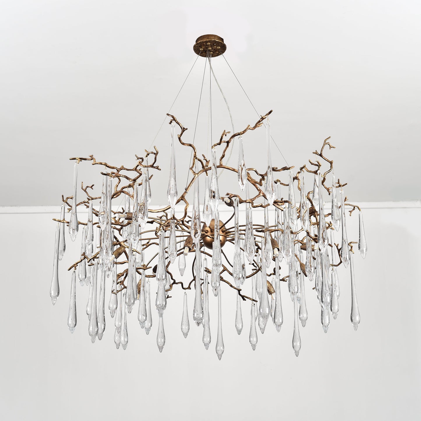 Dawn Teardrop Branch Brass Round Chandelier