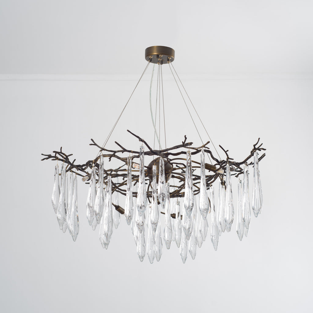 Dawn Teardrop Branch Brass Round Chandelier