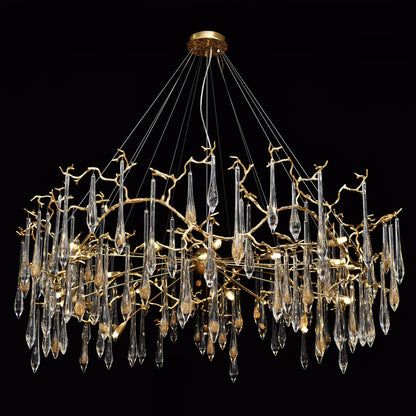 Dawn Teardrop Branch Brass Round Chandelier
