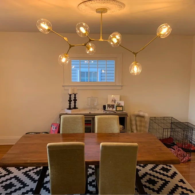 Modern Sputnik Smoky Gray/Amber Glass Branch Chandelier for Kitchen Island/Dining Room
