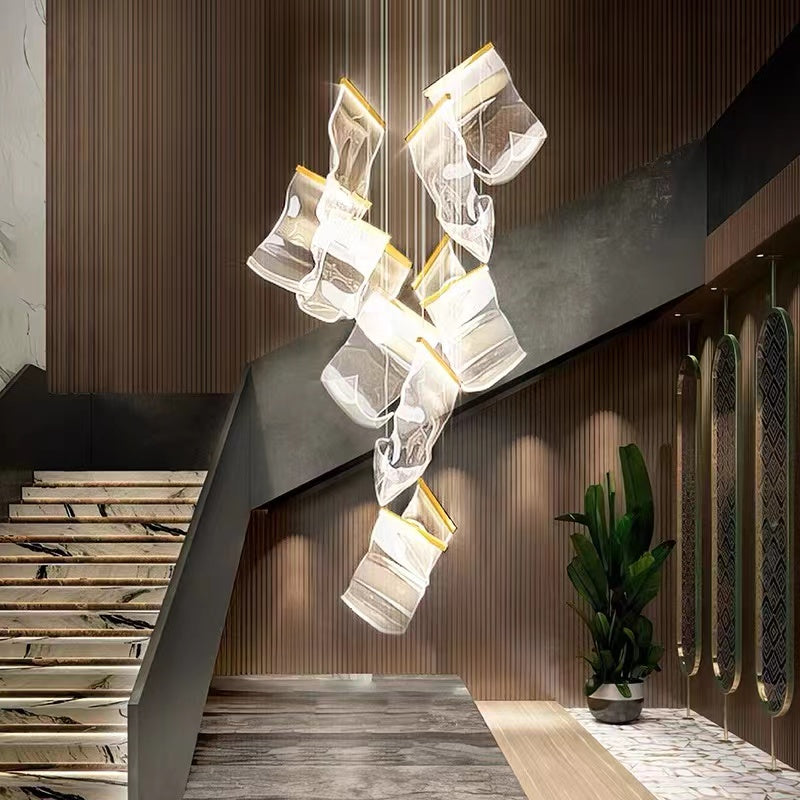 Extra Large Modern Paper Chandelier For Staircase / Foyer Villa Hall Ceiling