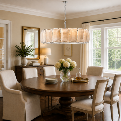 Hadilor Calcite Round Chandelier with Natural Alabaster Stone Shades