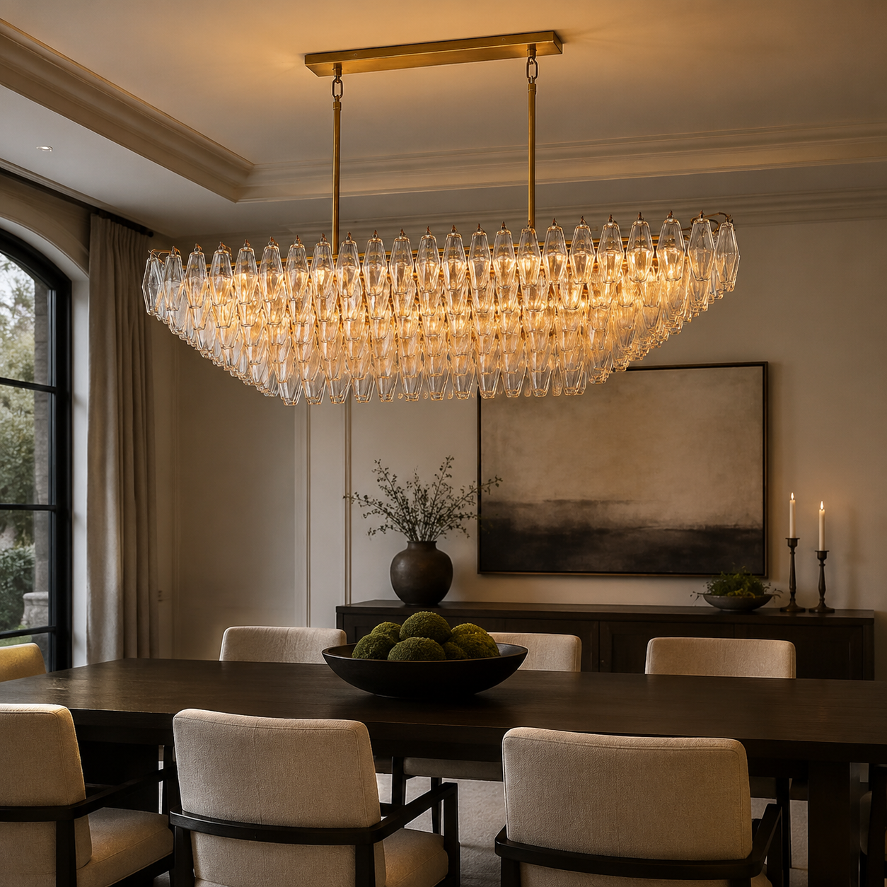 Chofira Clear Glass Tiered Rectangular Chandelier