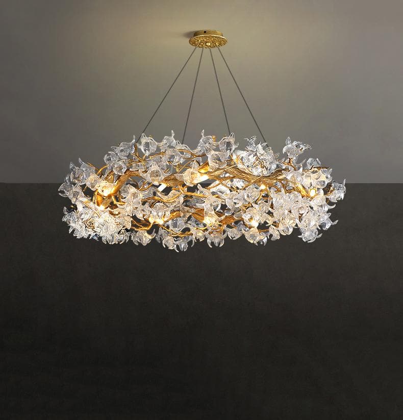 TLL Branch Petal Crystal Round Chandelier
