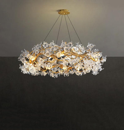 TLL Branch Petal Crystal Round Chandelier