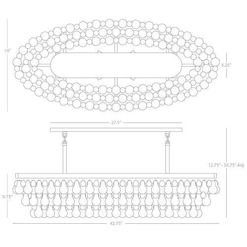 Eamon Glass Oval Chandelier 42.75''W