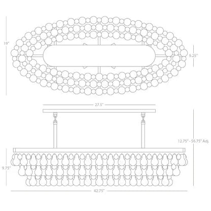 Eamon Glass Oval Chandelier 42.75''W