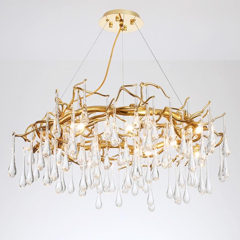 TLL Teardrop Branch Round Long Tear Crystal Chandelier