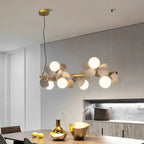 Eli Glass Globes Linear Chandelier For Dining Room