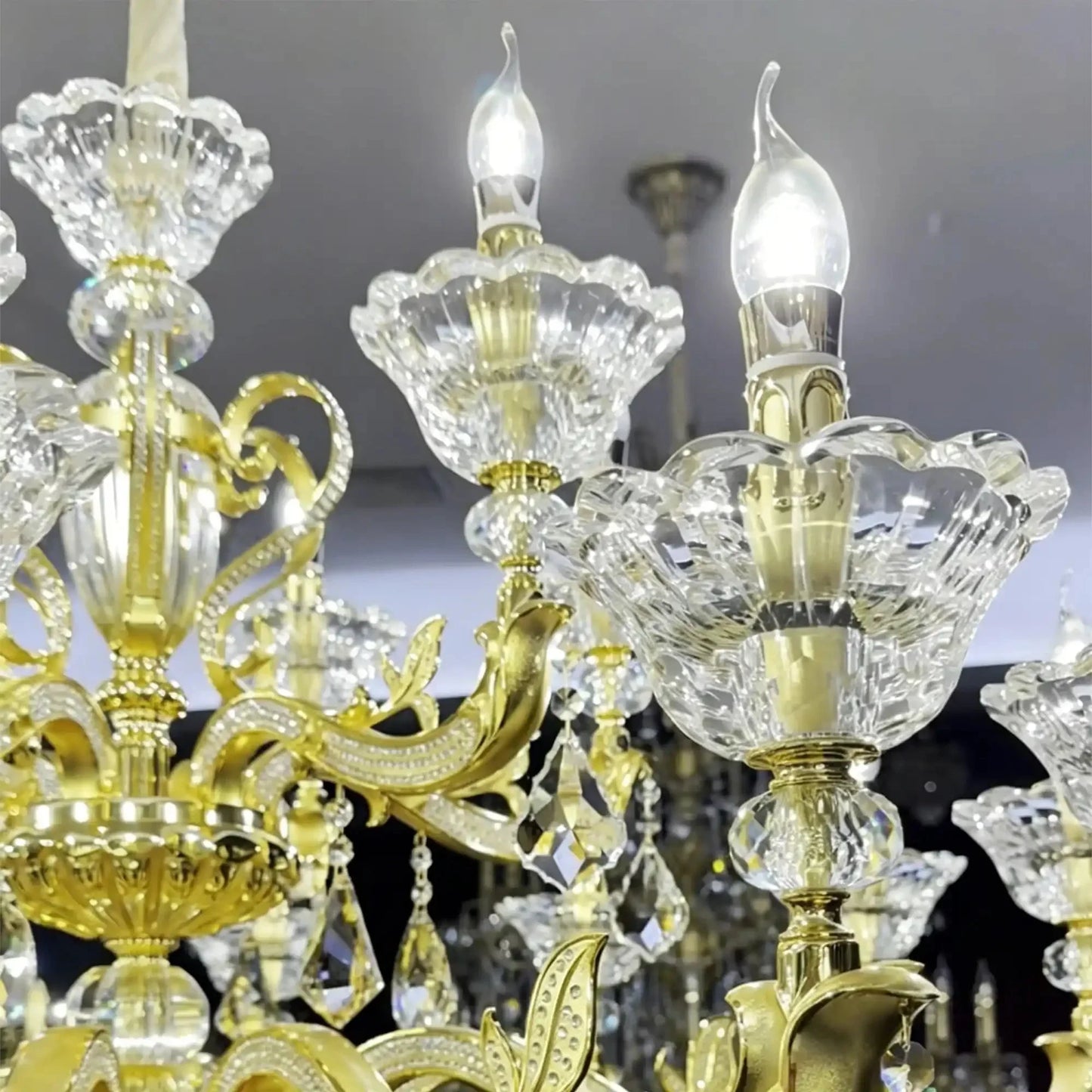 Eternal Baroque Revival Chandelier Series with Diamond-Inspired Crystal-Studded Light Arms