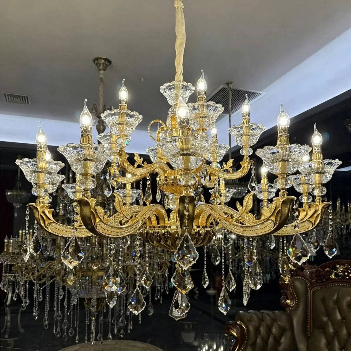 Eternal Baroque Revival Chandelier Series with Diamond-Inspired Crystal-Studded Light Arms