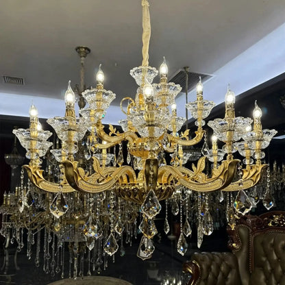 Eternal Baroque Revival Chandelier Series with Diamond-Inspired Crystal-Studded Light Arms