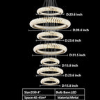 Extra Large Multi-layers Rings Crystal Chandelier Modern Art Waves Creative Pendant Light For High-ciling Foyer/Hallway/Staircase