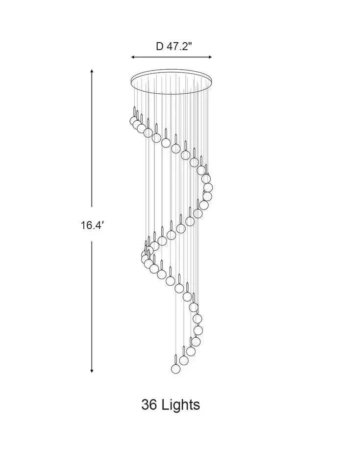 Extra Large Nordic Minimalist Long Pendant Light for Spiral Staircase/High-ceiling Room