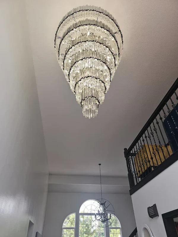 Extra Large Round Cone Tiered Crystal Chandelier