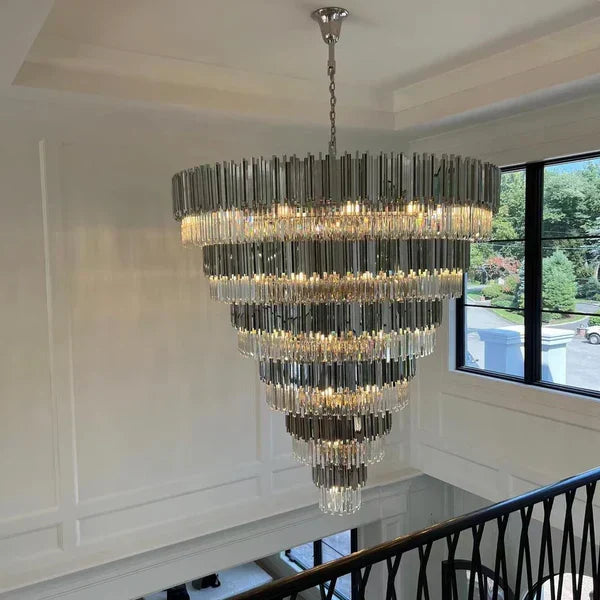 Extra Large Round Cone Tiered Crystal Chandelier
