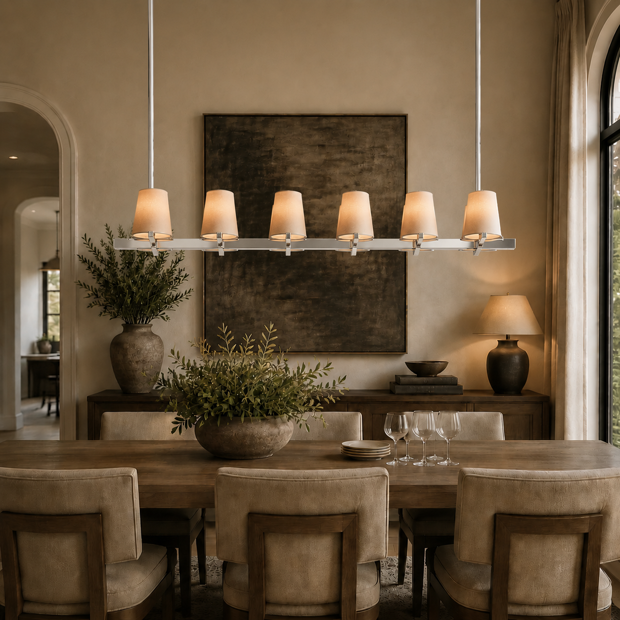 Parenlace Fabric Shade Linear Chandelier