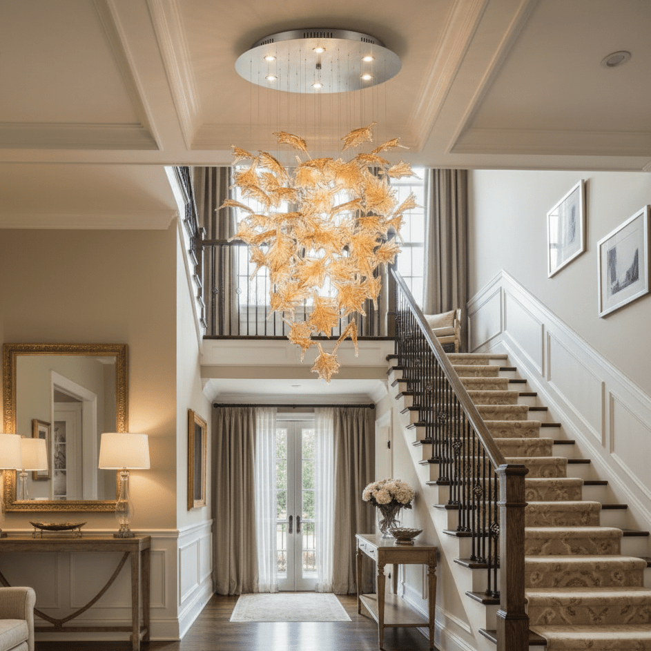Multicolor Crystal Spiral Maple Leaf Chandelier