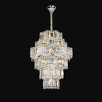 Extra Large Plaza Hall Multi-Tier Crystal Chandelier Foyer Living Room Staircase Ceiling Lighting Fixture In Chrome/Gold Finish