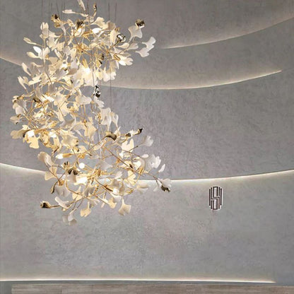 Ceramic Gingko Staircase Branch Chandelier