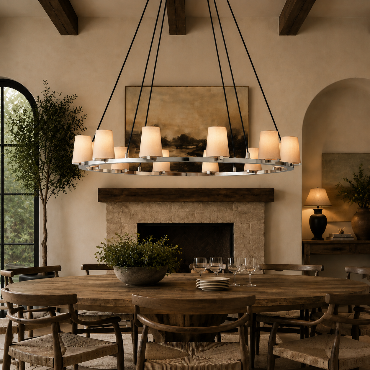 Parenlace Fabric Shade Round Chandelier