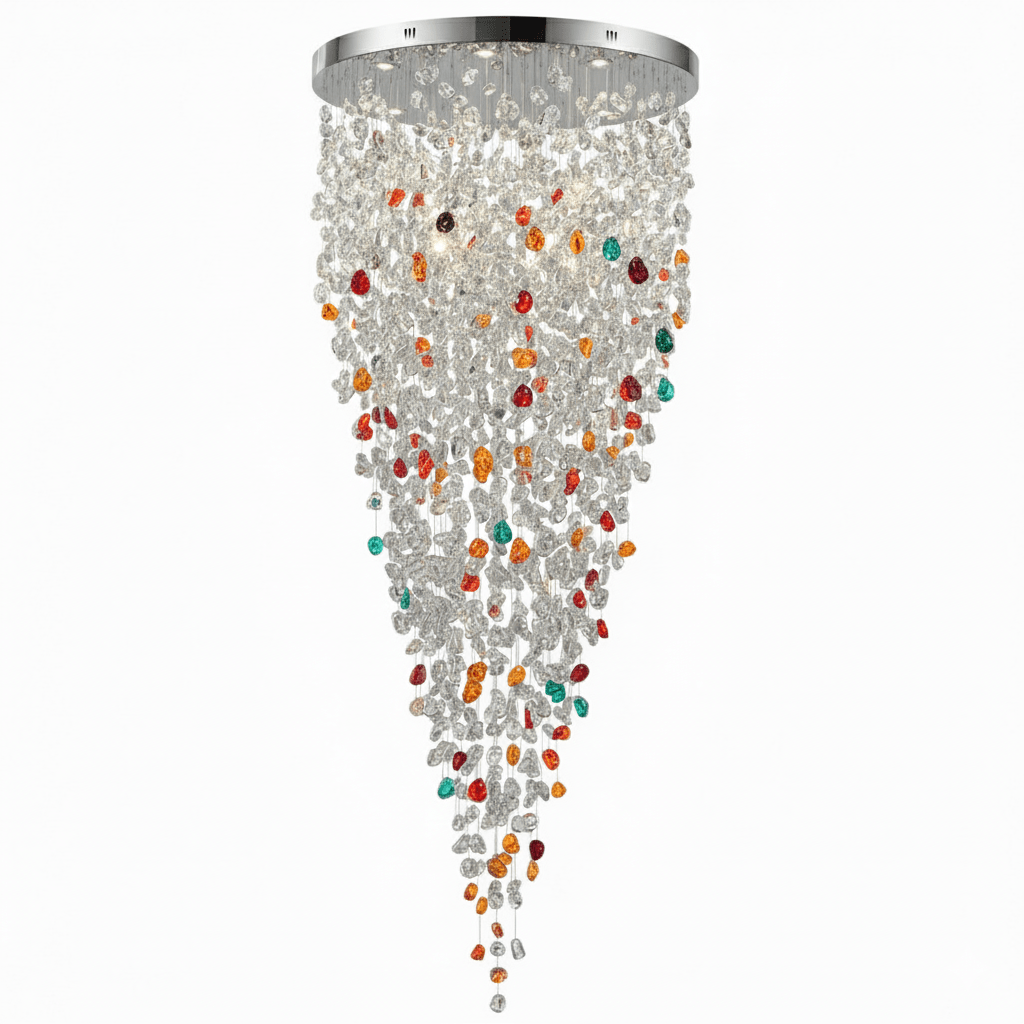 Crystal Stone Crystal Spiral Chandelier