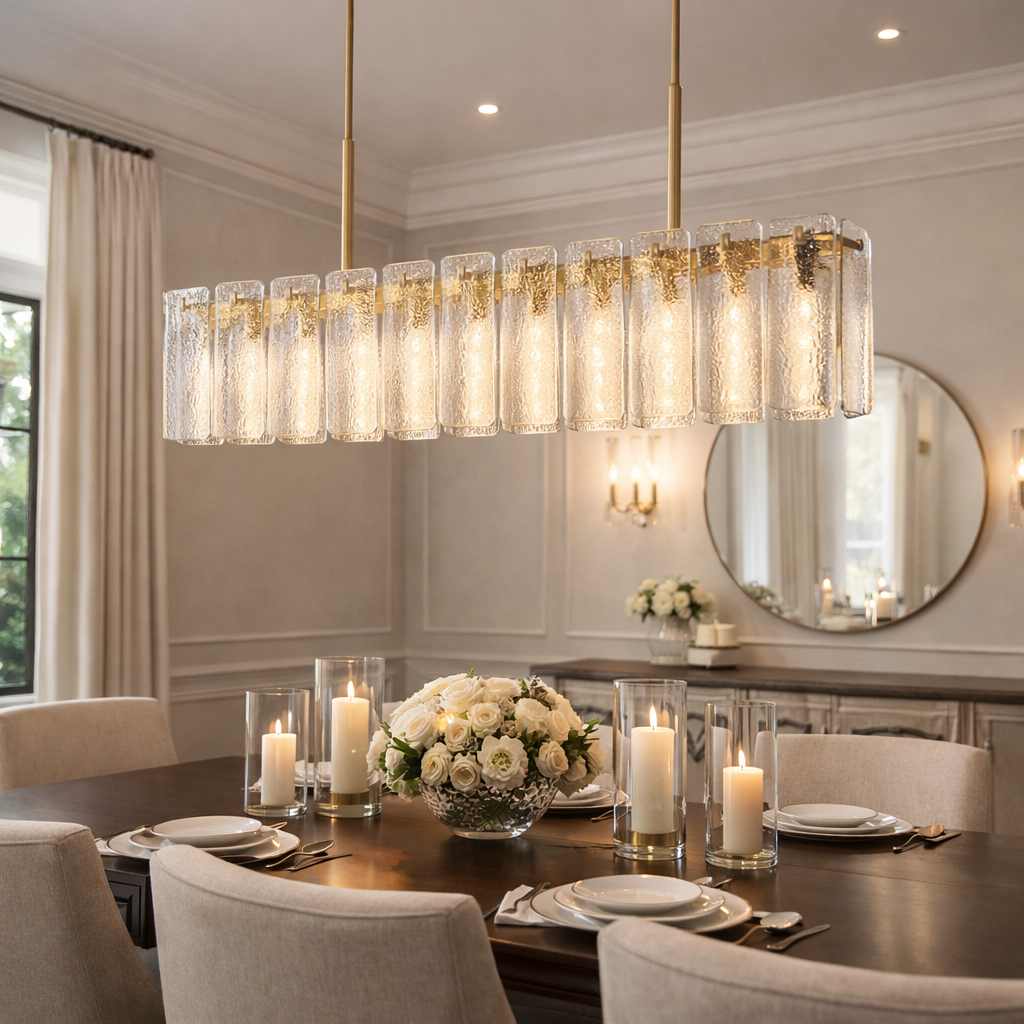 Calociato Glass Rectangular Chandelier