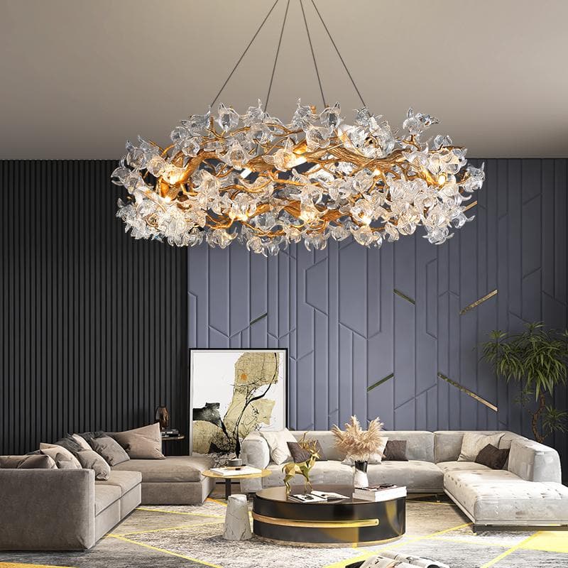 TLL Branch Petal Crystal Round Chandelier